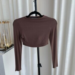 Coffee taupe Longsleeve Crop Top